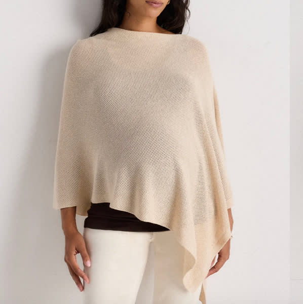 Lightweight Cotton Cashmere Nursing Shawl in Heather Oatmeal