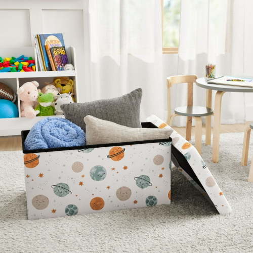 Kvell Foldable Collapsible Toy Storage Bin, Planets Design, Kids' Storage Chest, Multi-Color