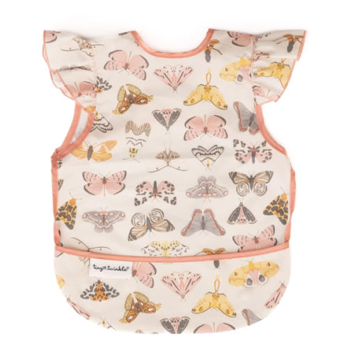 Tiny Twinkle Mess Proof Baby Bib - Waterproof & Lightweight Baby-Led Weaning Apron | 100% Recycled Polyester, Easy Clean & Machine Washable (Flutter, Small 6-24 Months)