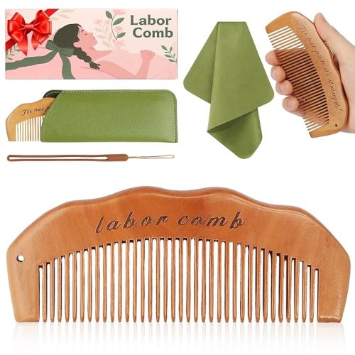 Birth Comb for Labor Pain, Natural Wooden Labor Combs for Women Pregnancy, pregnancy hospital bag essentials＆Delivery Essentials, Baby Comb ＆ Shower Comb for New Mom Gifts