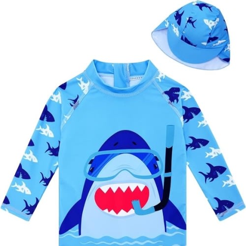 9/12 Month Shark Infant Rashguard and Hat