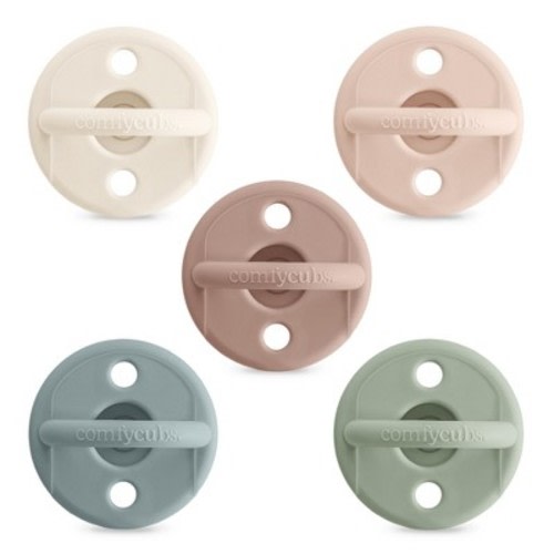 Comfy Cubs Baby Pacifier - Breast-like Nipple Shape - 0+ Months - 5 Pack - 100% Food Grade Silicone