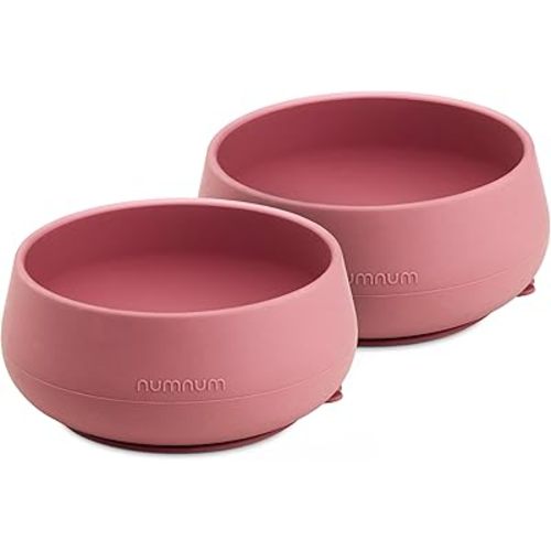 NumNum Suction Bowls | Extra Strong Suction | Non-Slip Design | Durable 100% Food Grade Silicone BPA-Free | for Babies & Toddlers 4 months+, 2 Baby Bowls (Mauve)