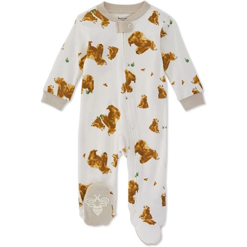 Burt's Bees Baby Sleep and Play Pjs, 100% Organic Cotton One-Piece Romper Jumpsuit Zip Front Pajamas
