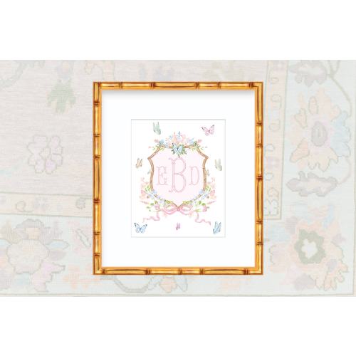 Watercolor Crest Monogram Baby Art Print / Nursery Art / Girl Art Print / Girl Nursery / Girl Watercolor Crest / Baby Shower Gift