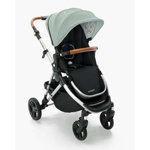 Mockingbird Single Stroller 2.0 | Sage, Windowpane, Silver with Penny Leather