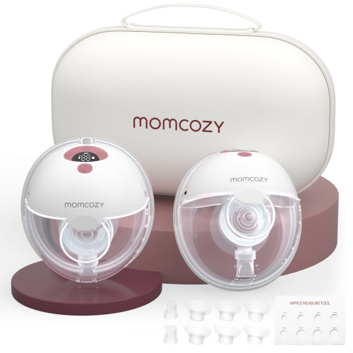 Momcozy M5 Double Breast Pump Hands Free, Portable Breast Pump Red with Breast Pump Bag, Red 2 Count