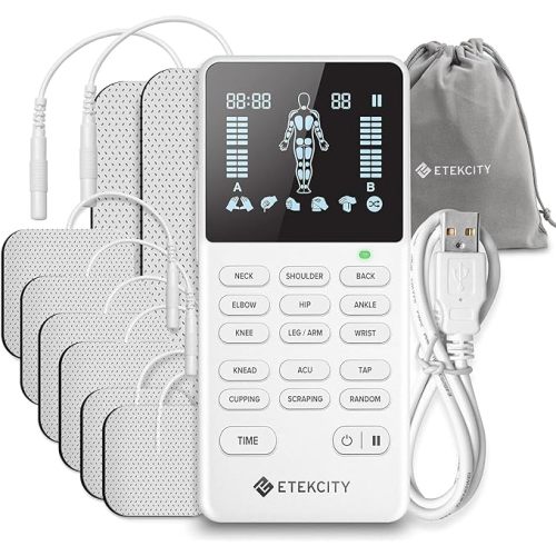 Etekcity 4-Output TENS Unit, FSA HSA Store Eligible, Muscle Stimulator Accessories Machine, Neck Back Massager, Period Cramp, Nerve Sciatica Pain Relief, Rechargeable Electric Medical Physical Therapy