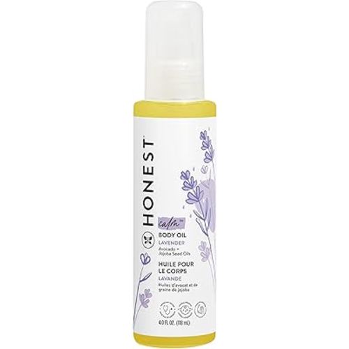 The Honest Company Lavender Infused Calming Body Oil | Gentle for Baby | Organic, Plant-Based, Hypoallergenic | 4.0 fl oz