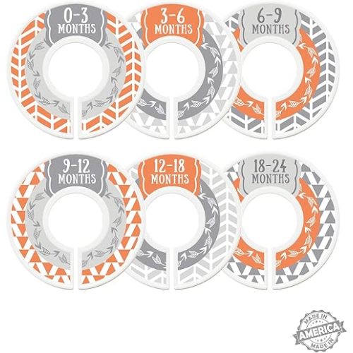 Baby Clothes Size Dividers, Baby Closet Organizers, Size Dividers, Baby Closet Organizers, Closet Dividers, Clothes Organizer, Boy, Woodland, Arrows, Tribal, Orange, Grey, Gray (Baby)