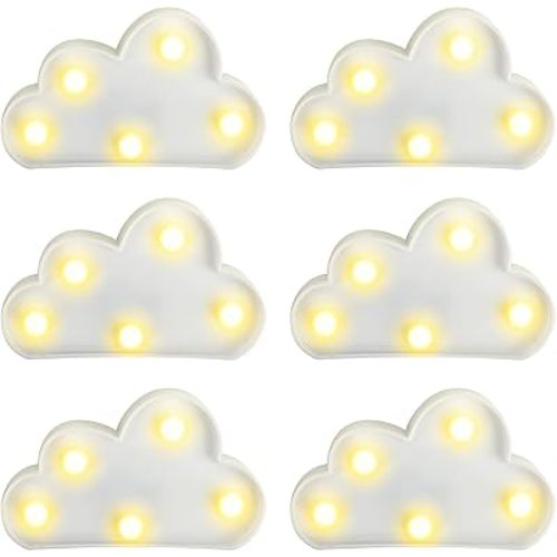 6 Pcs LED Cloud Night Light Can Be Hung On The Wall Kids Room Light, Suitable for Birthday Party Holiday Decoration Baby Room Nursery Decoration