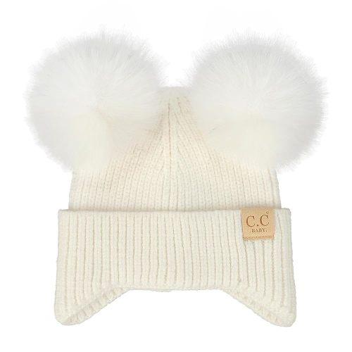 Funky Junque Baby Beanie Hat - Soft Knit Winter Cap with Double Pom Pom - Easter Pastels, Classic Solids, Value Packs