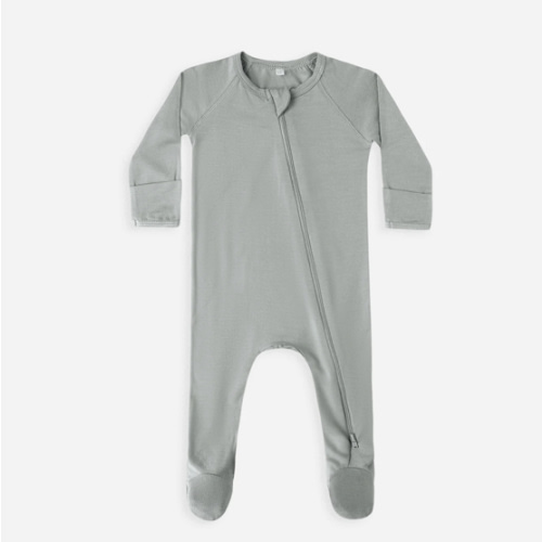 Bamboo Zip Footie || Steel Blue – Quincy Mae