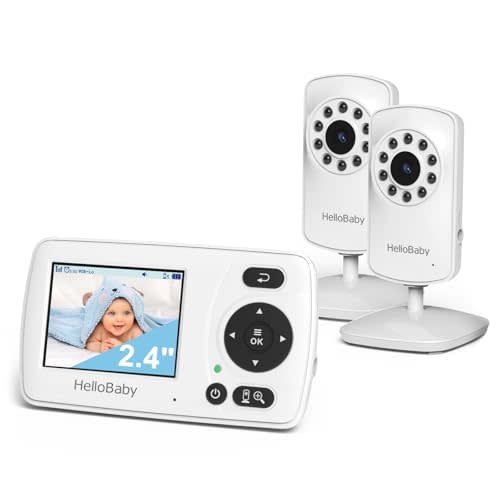 HelloBaby Monitor with 2 Cameras, 2.4'' Portable Travel Screen Baby Monitor No WiFi, 1000ft Long Range Video Baby Monitor, Night Vision, VOX Mode-Power Saving, Baby Safety Camera,for Baby/Pet/Elder