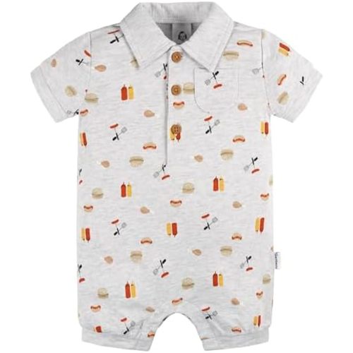 Gerber Baby Boys' Cotton Polo Romper