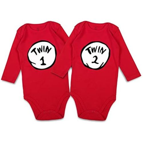 DEFAHN Funny Twins Baby Bodysuits Boys Girls Rompers 2 Pack Twin Matching Clothes Outfits for Newborn Infant