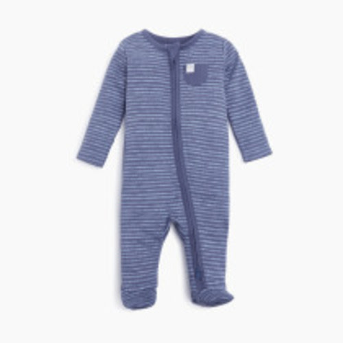 Tiny Kind Printed Zip Up Footie - Dash Stripe, 3-6 M