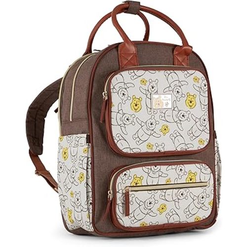 Disney Unisex Baby Travel Diaper Backpack| 16-Inches Height Multi-Functional Bag, Winnie The Pooh Double Handle 2, Extra Large