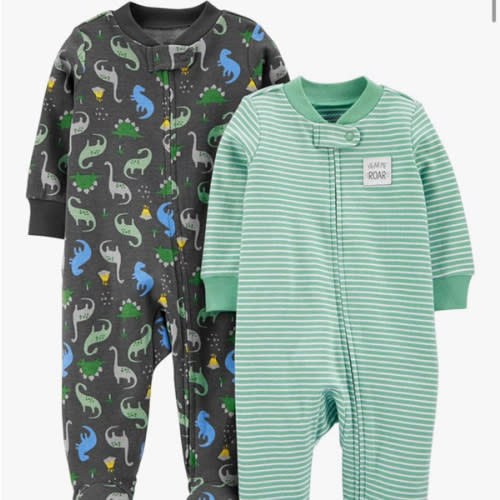 Simple Joys by Carter's Baby Boys' 2-Way Zip Thermal Footed Sleep and Play, Pack of 2