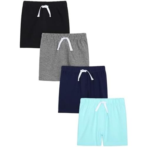 Resinta 4 Pack Baby Boys' Cotton Shorts Baby Casual Shorts Soft Toddler Baby Boys' Pull-On Shorts