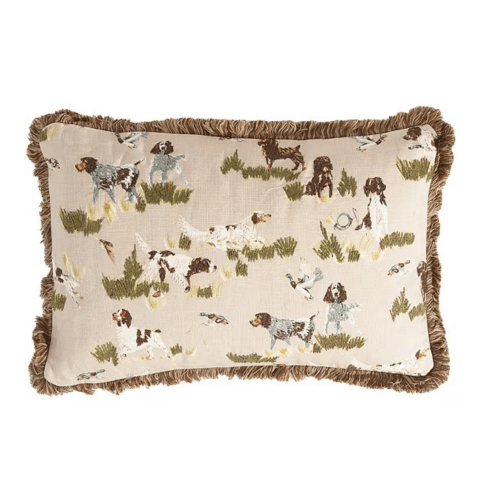 Southern Living Hunting Dogs & Mallard Fringe Trimmed Reversible Lumbar Pillow | Dillard's