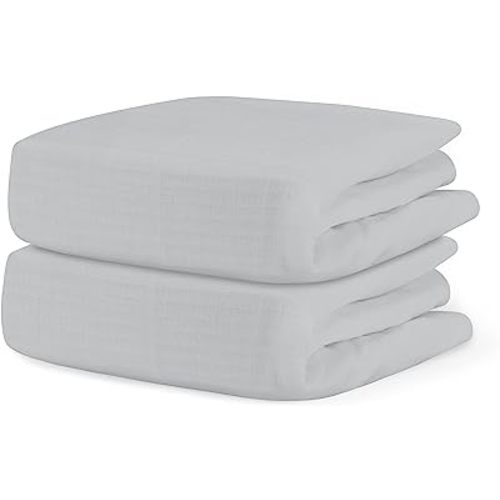 Newton Baby Organic Fitted Crib Sheets (2-Pack) - Ultra Breathable and Soft, 100% Organic Muslin Cotton, Twilight Grey, Fits All Standard Cribs