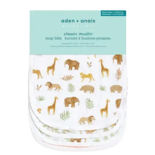 Tanzania Cotton Muslin Snap Bibs 3pk | aden + anais