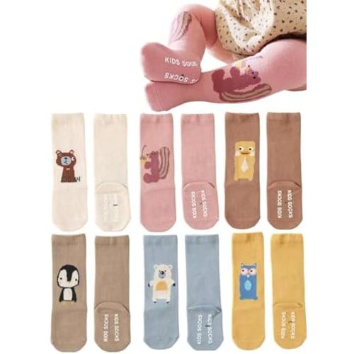 Baby Toddlers Knee High Non Slip Socks with Grips Girl Boy Non-Skid Socks Newborn Infant Floor Crawling Tube Stockings