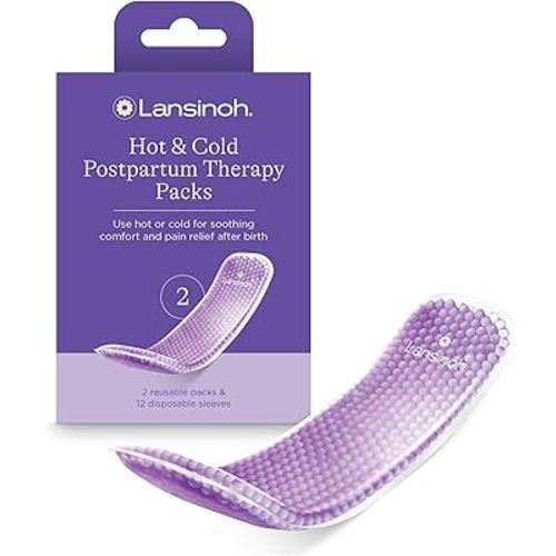 Lansinoh Hot and Cold Postpartum Pads – Reusable Perineal Ice Packs for Postpartum Recovery, Labor & Delivery Essentials, 2 Count