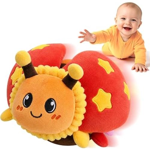 Interactive Crawling Ladybug Toy, Musical Plush Toy for Babies 6-36M