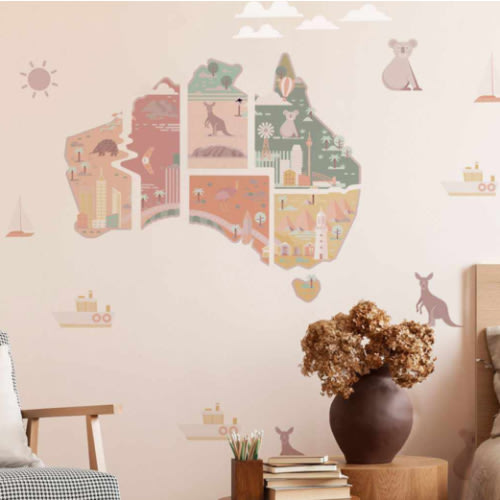 SHOP Australian Map Puzzle Peel & Stick Fabric Removable Wall Decals – Olive et Oriel