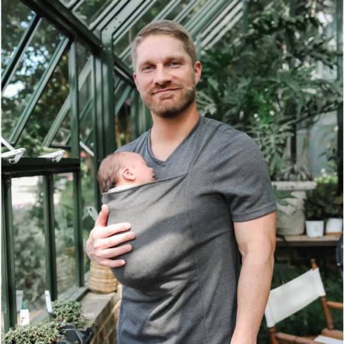 Lalabu Dad Shirt | Original Babywearing T-Shirt with Kangaroo Pouch | Gray