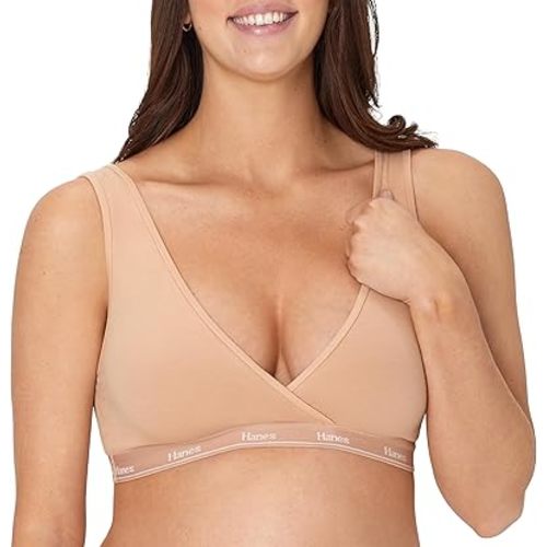 Hanes Women's Maternity Bra, Lounge Nursing Bralette, Moisture-Wicking, Odor Protection