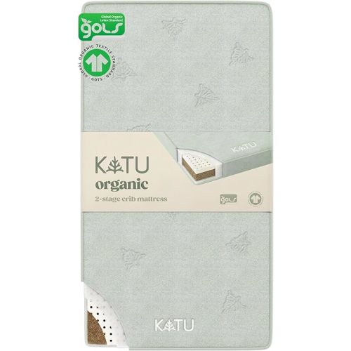 KATU 100% Organic Latex+Coconut 2-Stage Crib Mattress for Infant/Newborn/Toddler Safe Non-Toxic Hypoallergenic Breathable GOTS GOLS w