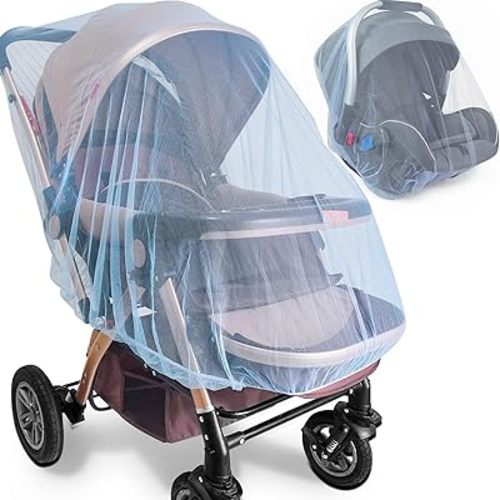 Durable Baby Stroller Mosquito Net (2 Pack) - Perfect Bug Net for Strollers, Bassinets, Cradles, Playards, Pack N Plays and Portable Mini Crib (Blue)