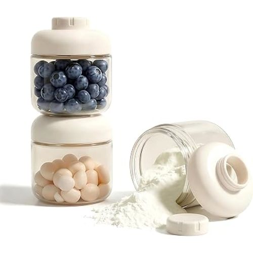 Formula Container to go, Formula Dispenser for Day and Late Night Portion Storage, Stackable Small Travel Containers for Snacks & Gym Portion Storage (Durable, 3PCS, 60g Each, Easy Clean, No Leak)