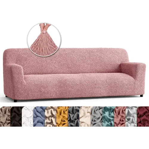 PAULATO BY GA.I.CO. Sofa Slipcover - Stretch Couch Cover - Stylish Cushion Sofa Cover - Soft Fabric Slip Cover - 1-Piece Form Fit Washable Protector for Pet - Microfibra Collection - Coral Pink