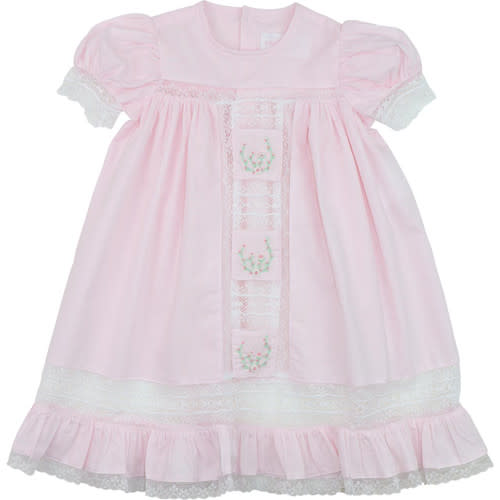 Pink Lace Embroidered Knot Stitch Rosebud Gown - Cecil and Lou