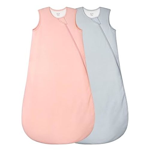 Supersoft Rayon Made from Bamboo Sleep Sack 6-12 Months 1.0 Tog Toddler Sleep Sack Baby Wearable Blanket with 2-Way Zipper Unisex Sleeping Bag for Babies All-year-around - Pink