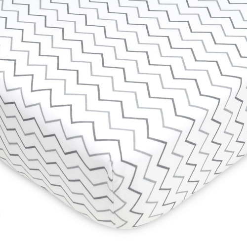 American Baby Company 100% Natural Cotton Fitted Crib Sheet 52" x 28" - Soft, Breathable, Hypoallergenic & Gentle Toddler Bed Sheet, Gray Zigzag, Neutral for Boys & Girls