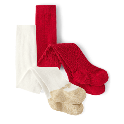 Baby Girls Cable Knit Tights 2-Pack - White