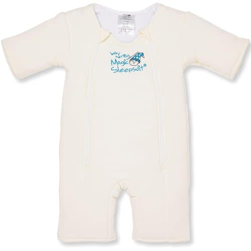 Magic Sleepsuit Baby Merlin's Cotton Baby Swaddle Transition Product - Soft and Cozy Design, Double Zipper for Easy Diaper Changes, Promotes Safe Sleep, 3-6 Months - Cream - Small 12-18lbs