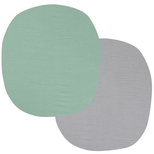 Muslin Bassinet Sheets 24" x21" Compatible with Graco Pack ‘n-Play Dome LX Bassinet, Small Round Bassinet Sheets 2 Pack 100% Cotton Grey and Green