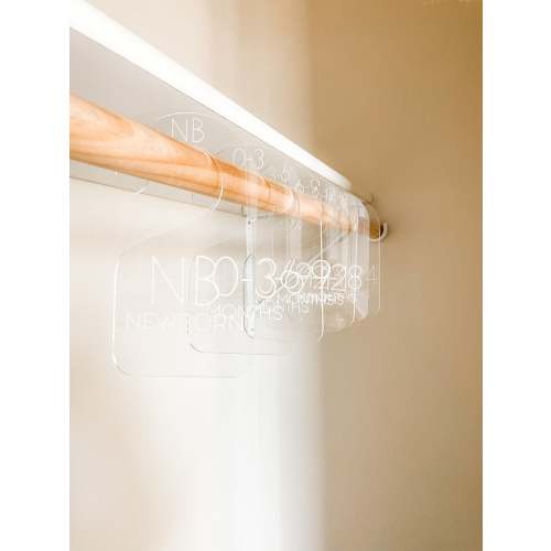 Clear Acrylic Baby Closet Dividers - Block Text