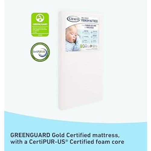 Amazon.com: Graco Premium Crib & Toddler Mattress – GREENGUARD Gold Certified & CertiPUR-US Certified, Fits All Standard Crib & Toddler Beds, Waterproof Sleep Surface, Machine-Washable Outer Cover for Easy Care