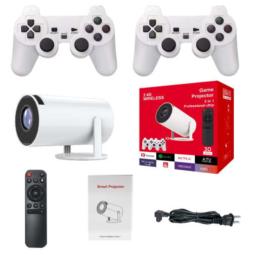 4K Projector WiFi Bluetooth Mini Projector Android 11.0 Short Range Projector 1080P 270° Adjustable Automatic Correction With Gamepad