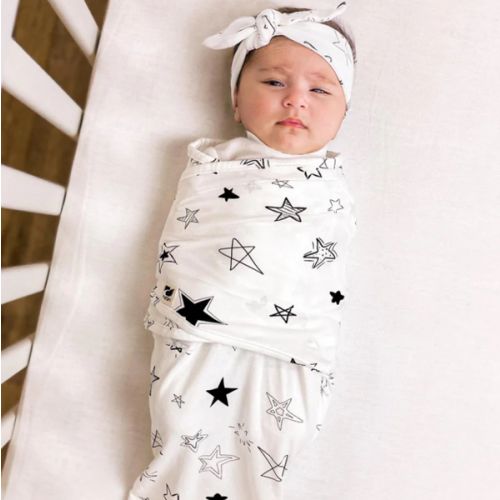 Norani Baby Snugababe Sleep Pod with Arm Inserts - Black and White Stars