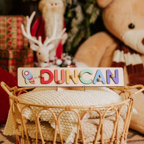 Personalized Name Puzzle With Pegs, New Christmas Gifts for Kids, Wooden Toys, Baby Shower, First Birthday 1st Gifts, Wood Name Puzzle