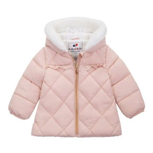 Rokka&rolla Infant Girls' Puffer Jacket Baby Fleece Lined Winter Coat-snow Pink, Size 6-9 Months