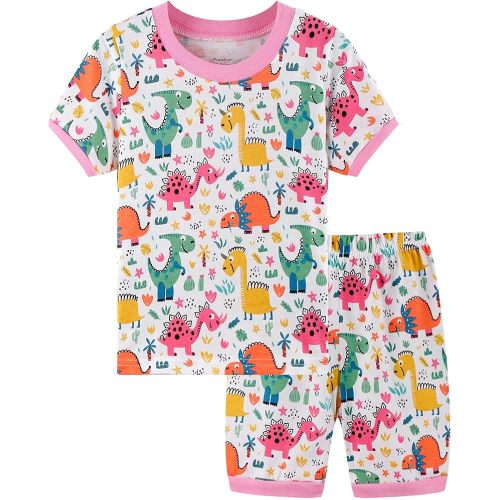 Popshion Baby Girl Pajamas Short Sleeve Toddler Girls Summer Short Sets Cotton Sleepwear Size 2 to 10 Years
